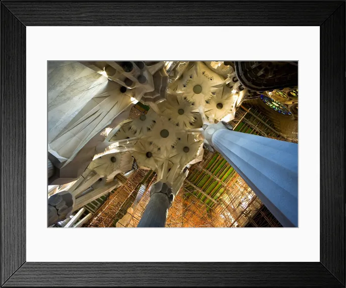 Framed Print : SPAIN. Barcelona. Expiatory Church of the Holy Family. Inside. Columns in the main nave. Modernism. Architecture Framed Print : SPAIN. Barcelona. Expiatory Church of the Holy Family. Inside. Columns in the main nave. Modernism. Architecture