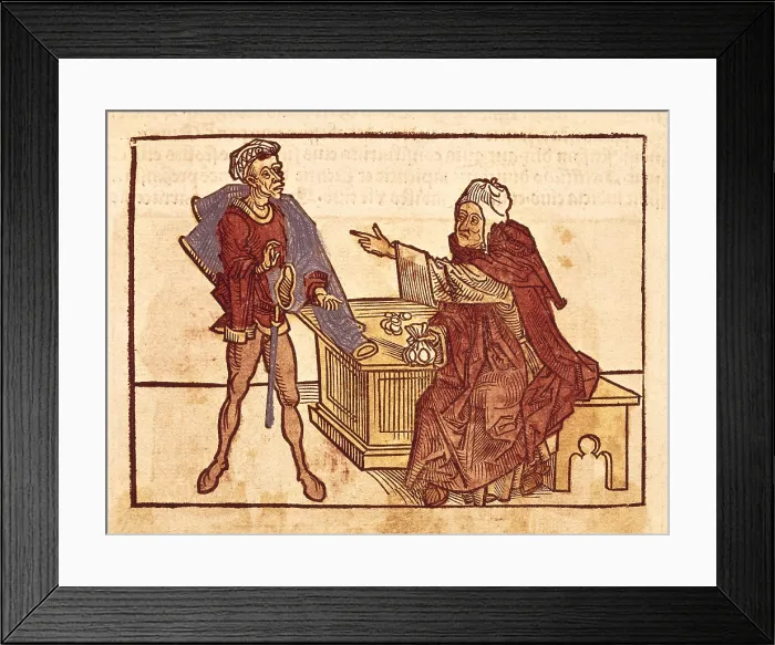 Framed Print : Jewish usurer, 'Sanctorum Peregrinationes in Terram Sanctam' by Bernhard von Breindenbach (1440-1497). Gothic art
