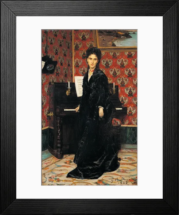 Framed Print : Portrait of Mary Donegani, by Giovanni Boldini, 1869, 19th Century, panel, - Italy, private collection