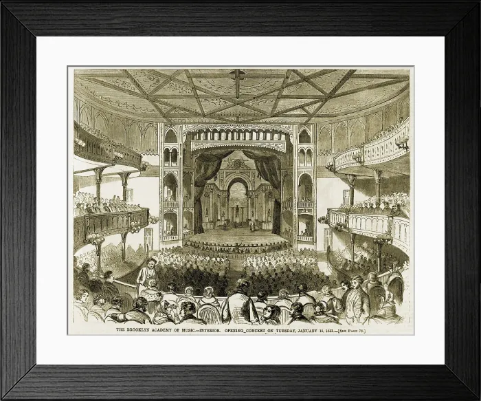 Framed Print : The Brooklyn Academy of Music during opening concert on January 15, 1861