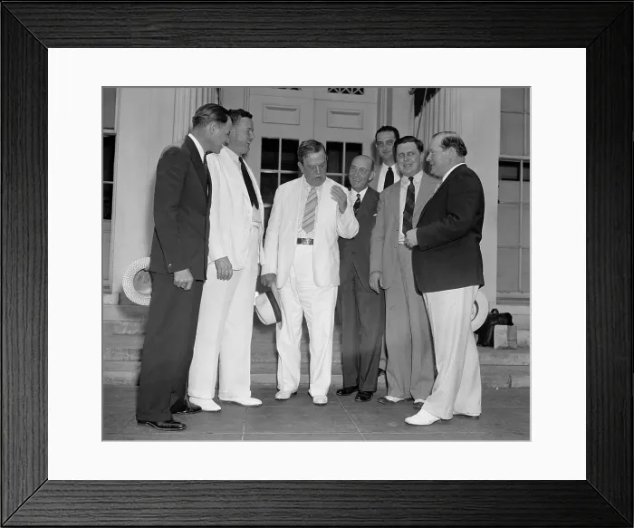 Framed Print : Young Lyndon Johnson was the youngest among the Southern Congressmen who met with FDR to demand enactment of a farm program in 1937. L-R: Rep. William Poage, Texas; Rep