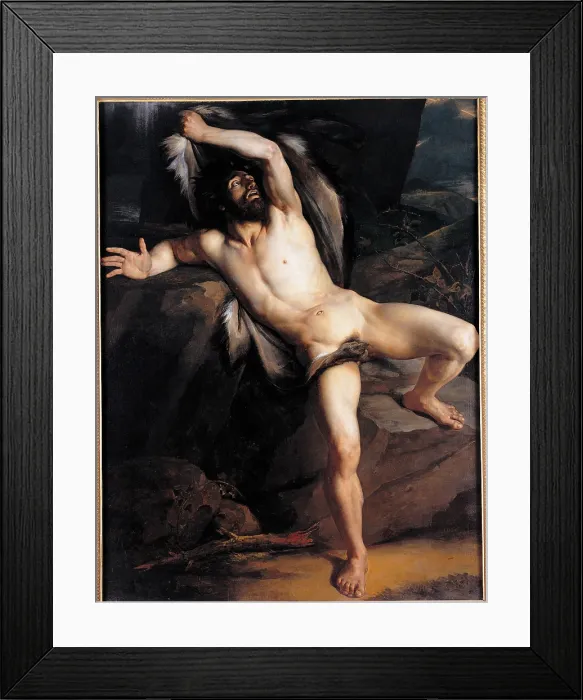 Framed Print : Cain after the Killing of Abel, by Jean-Victor Schnetz, 1817, 19th Century, oil on canvas, cm 200 x 147 - Italy, Lazio, Rome, National Academy of San Luca. All. Cain male nude
