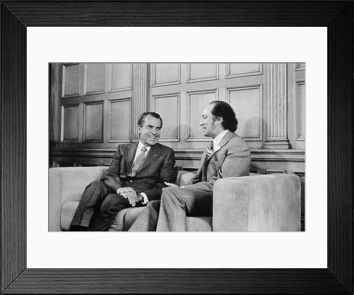 Framed Print : President Nixon and Canada's Prime Minister Elliott Trudeau meeting in Ottawa on April 14 1972