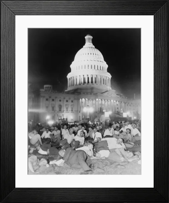 Framed Print : Bonus Army veterans from California bed down on the Capitol grounds Framed Print : Bonus Army veterans from California bed down on the Capitol grounds