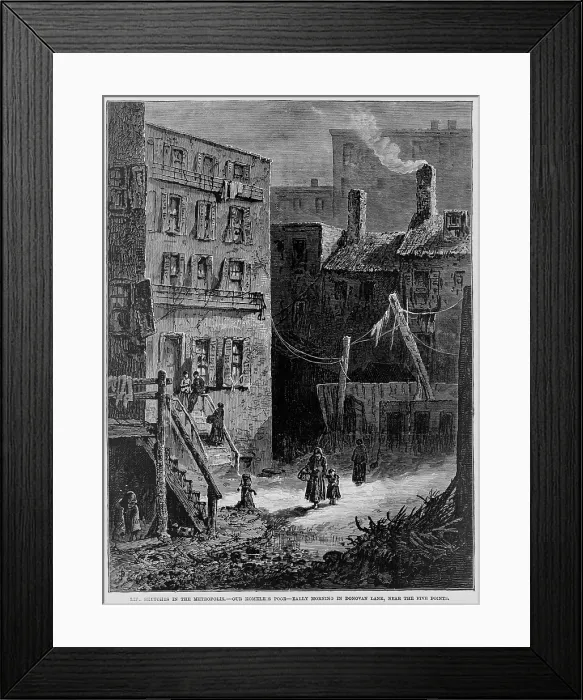 Framed Print : Homeless poor in Donovan Lane, near the Five Points slum neighborhood in New York City. 1872