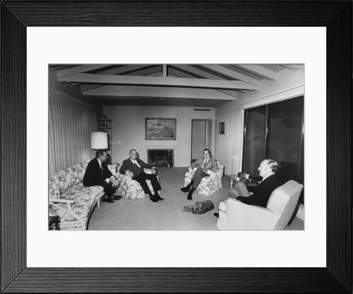 Framed Print : Edgar J. Hoover was a guest in Richard Nixon's Key Biscayne home. L to R Charles Rebozo Hoover President Nixon Sec. of State William Rogers. Dec. 1971 Framed Print : Edgar J. Hoover was a guest in Richard Nixon's Key Biscayne home. L to R Charles Rebozo Hoover President Nixon Sec. of State William Rogers. Dec. 1971