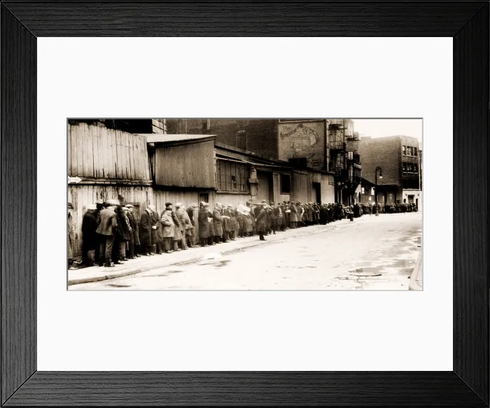 Framed Print : Great Depression breadline at McCauley Water Street Mission under Brooklyn Bridge, New York. 1932 Framed Print : Great Depression breadline at McCauley Water Street Mission under Brooklyn Bridge, New York. 1932