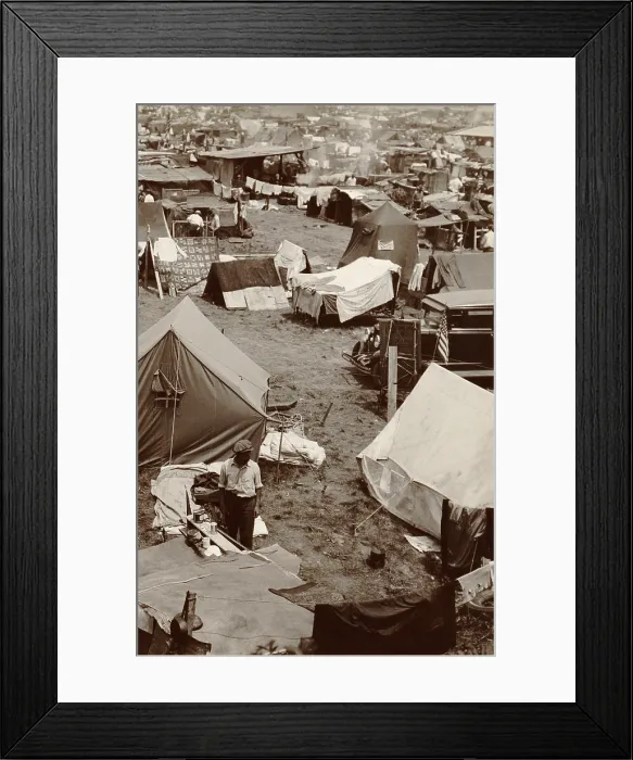 Framed Print : Encampment built by veterans of the Bonus Expeditionary Force in Washington, D.C. on Anacostia Flats from scavenged materials and tents Framed Print : Encampment built by veterans of the Bonus Expeditionary Force in Washington, D.C. on Anacostia Flats from scavenged materials and tents