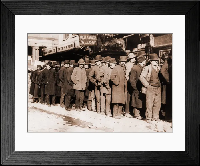Framed Print : Bread line of men on New York City's Bowery, 1910
