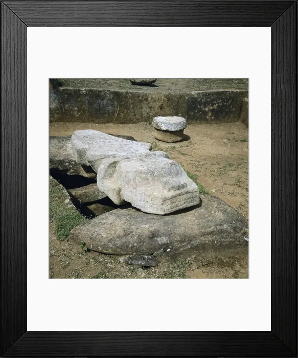 Framed Print : COLOMBIA. HUILA. San Agustin. Alto de los Idolos Archaeological Park. Sarcophagus with a tombstane shaped as a crocodrile, from the pre-Columbian era (6th BC). Pre-Columbian art