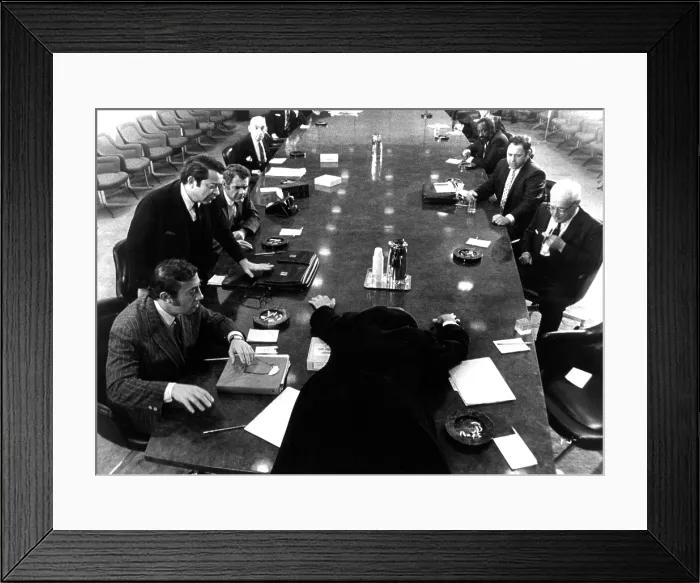 Framed Print : PUTNEY SWOPE, advertising executive expires during board meeting, 1969 Framed Print : PUTNEY SWOPE, advertising executive expires during board meeting, 1969