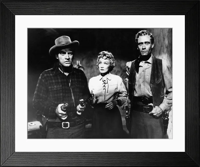Framed Print : RANCHO NOTORIOUS, Arthur Kennedy, Marlene Dietrich, Mel Ferrer, 1952