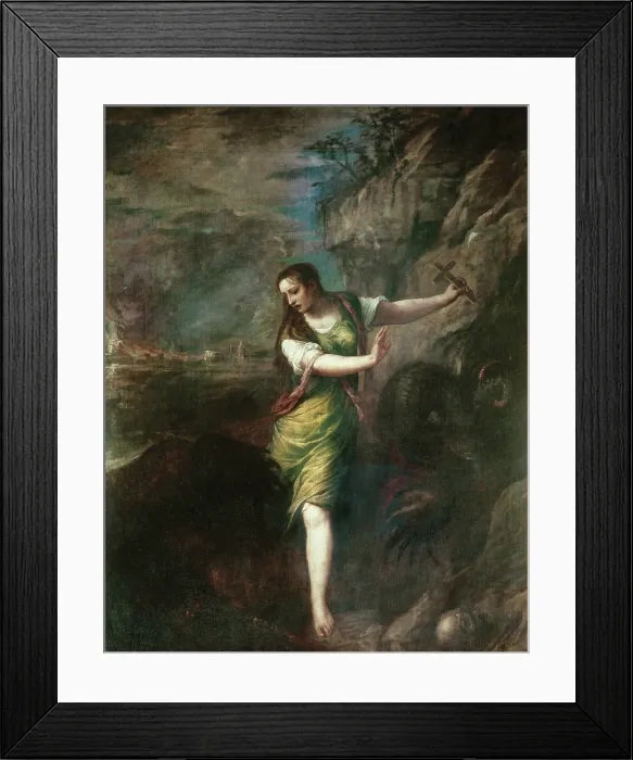 Framed Print : TTITIA, Tiziano Vecello, also called (1490-1576). Saint Margaret. 1562. Renaissance art. Cinquecento. Oil on canvas. SPAIN. Madrid. Prado Museum