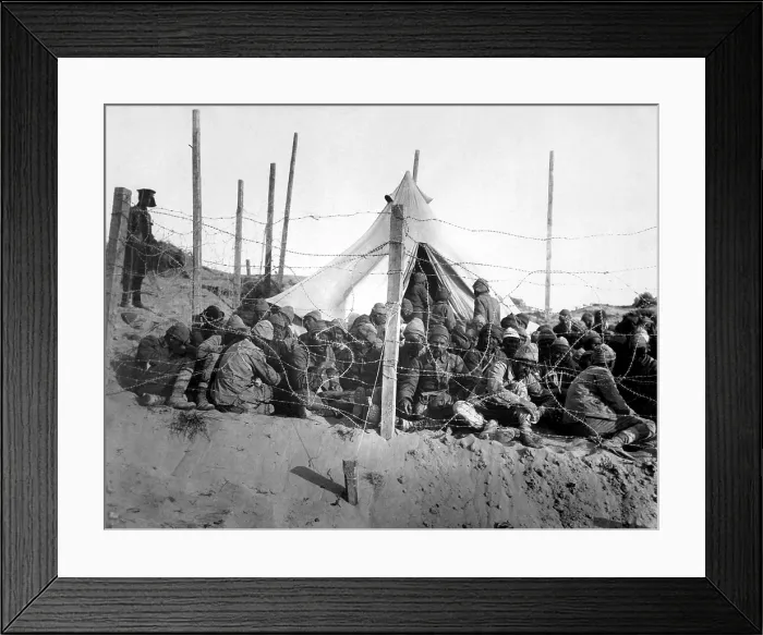 Framed Print : Turkish prisoners behind barbed wire at Seddul Bahr during the World War I Dardanelles Campaign. 1915 Framed Print : Turkish prisoners behind barbed wire at Seddul Bahr during the World War I Dardanelles Campaign. 1915