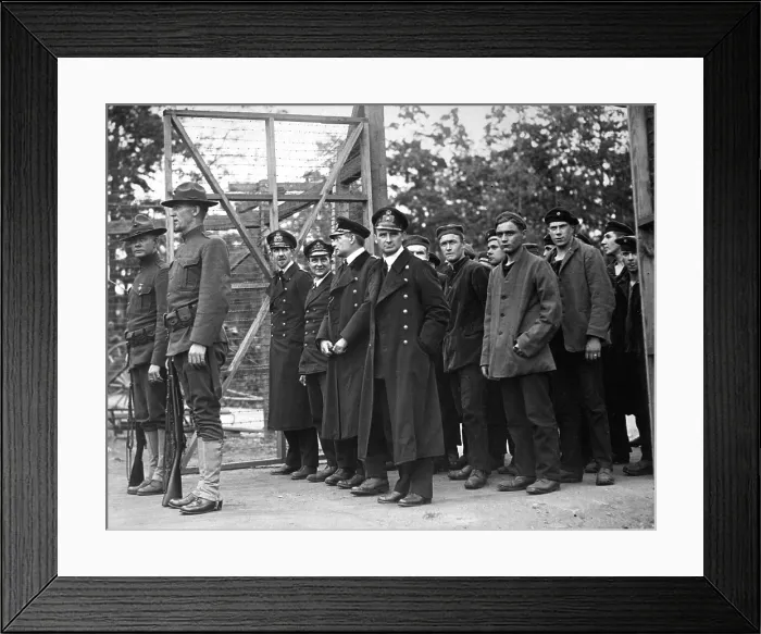 Framed Print : Officers and crew of the German submarine U.58, captured by the USS Fanning. They are entering the War Prison Camp at Ft. McPherson, Georgia. World War I. April 1918 Framed Print : Officers and crew of the German submarine U.58, captured by the USS Fanning. They are entering the War Prison Camp at Ft. McPherson, Georgia. World War I. April 1918