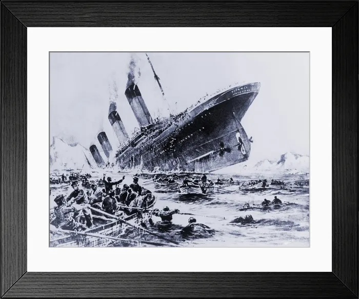 Framed Print : Sinking of the ocean liner the Titanic witnessed by survivors in lifeboats. May 15, 1912