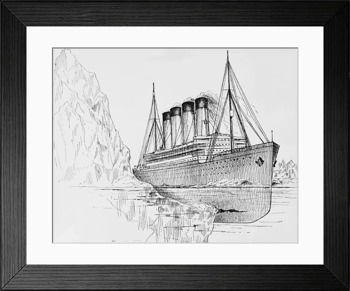 Framed Print : Iceberg tearing a long gash in hull of the ocean liner Titanic, April 14, 1912 Framed Print : Iceberg tearing a long gash in hull of the ocean liner Titanic, April 14, 1912