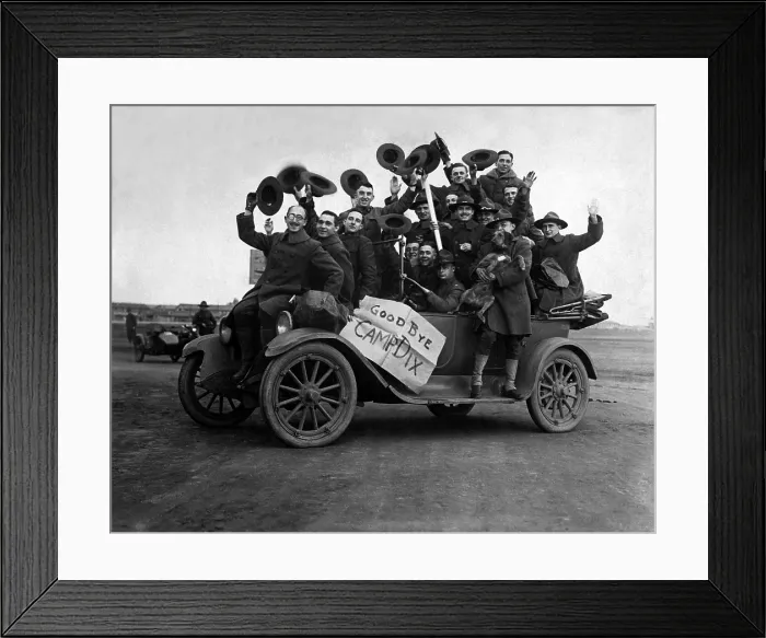 Framed Print : At least sixteen soldiers in a car after being mustered out at Camp Dix, New Jersey, after the Nov. 11, 1918 Armistice ended World War I Framed Print : At least sixteen soldiers in a car after being mustered out at Camp Dix, New Jersey, after the Nov. 11, 1918 Armistice ended World War I