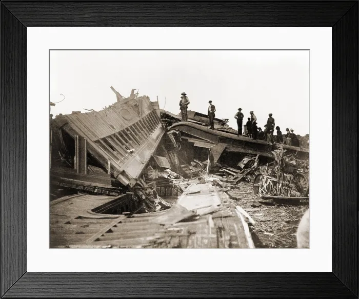 Framed Print : 1887 Great Chatsworth train wreck, killed over 80 of the 700 vacationers enroute to Niagara falls. August 10, 1887