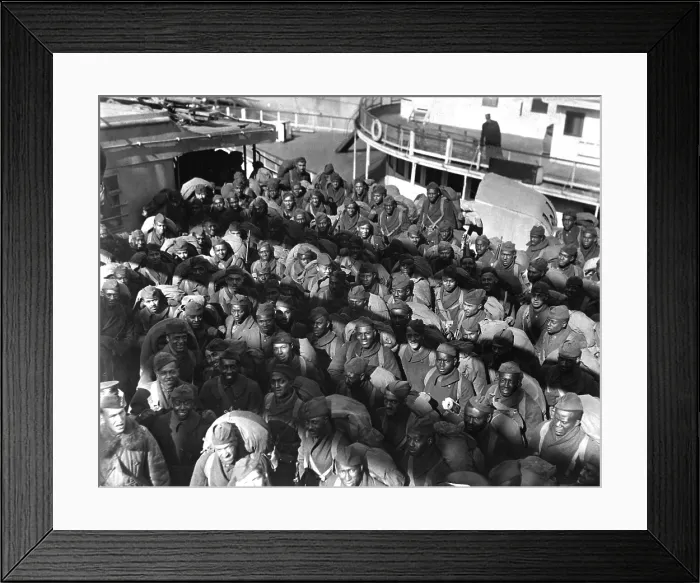 Framed Print : African American soldiers, part of Squadron A, 351st Field Artillery, returned on the Transport Louisville. These men were mostly from Pennsylvania. February 17, 1919 Framed Print : African American soldiers, part of Squadron A, 351st Field Artillery, returned on the Transport Louisville. These men were mostly from Pennsylvania. February 17, 1919