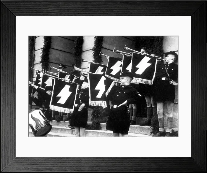 Framed Print : Hitler Youth Drum and Bugle Corps. They play at the Hour of Commemoration at the Town Hall in Tomaszow, Poland, May 11, 1941. (BSLOC_2013_11_27) Framed Print : Hitler Youth Drum and Bugle Corps. They play at the Hour of Commemoration at the Town Hall in Tomaszow, Poland, May 11, 1941. (BSLOC_2013_11_27)