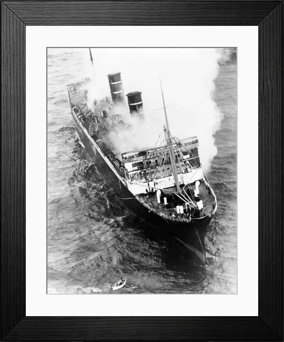 Framed Print : Luxury Liner Morrow Castle, smoldering off Asbury Park, New Jersey. On its final Havana to New York voyage, a storm and ship fire resulted in the death of 135 passengers and crew