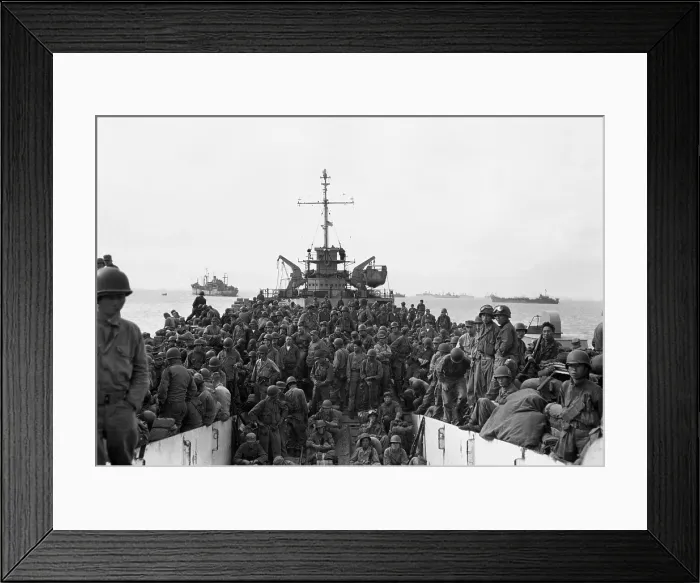Framed Print : Troops of the 31st Infantry Regiment land at Inchon Harbor, Korea, aboard LST's. They landed in large numbers on Sept