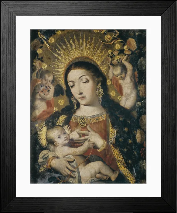 Framed Print : PEREZ DE HOLGUIN, Melchor (1665-1724). The Virgin of Bethlehem. Colonial baroque. Oil on canvas. BOLIVIA. La Paz. National Museum of Art. - J Framed Print : PEREZ DE HOLGUIN, Melchor (1665-1724). The Virgin of Bethlehem. Colonial baroque. Oil on canvas. BOLIVIA. La Paz. National Museum of Art. - J