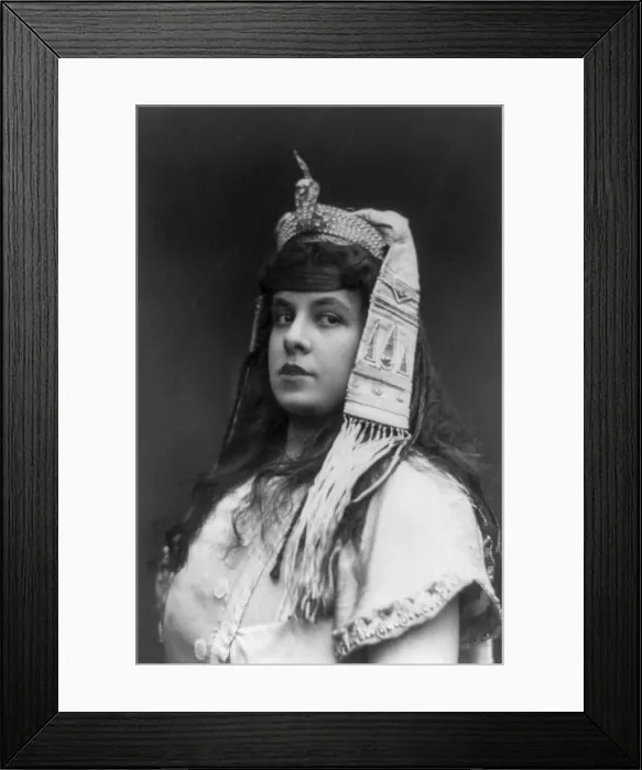 Framed Print : Maria Gay (1879-1943), as Aida in costume with exotic headdress and snake ornament in 1909
