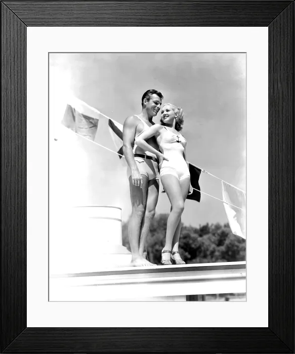 Framed Print : THRILL OF A LIFETIME, from left, Buster Crabbe, Betty Grable, 1937