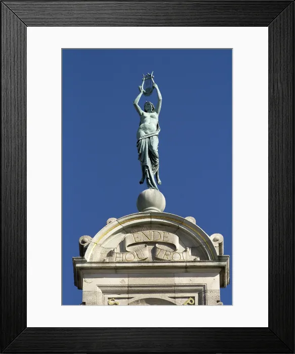 Framed Print : BELGIUM. Ghent. The Royal Flemish Theatre's facade is crowned by a sculpture of Apolo. Koninklijke Vlaamse Schouwburg was designed by Edmond de Vigne, 1897-1899