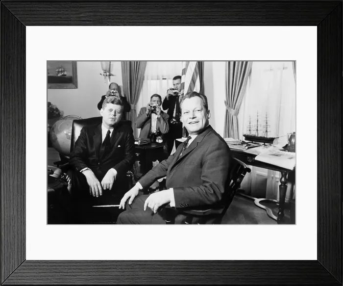 Framed Print : President John F. Kennedy and Mayor Willy Brandt of West Berlin at the White House on March 13, 1961