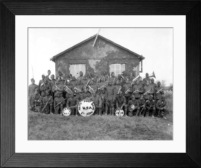 Framed Print : African American 1st Army Post Band in Souilly, France. World War I. 1918