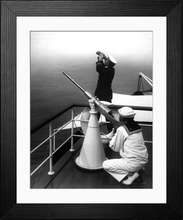 Framed Print : Anti-aircraft gun practice on a converted yacht requisitioned for use in the Naval Reserve. World War I era Edwin Levick photo. Ca. 1918 Framed Print : Anti-aircraft gun practice on a converted yacht requisitioned for use in the Naval Reserve. World War I era Edwin Levick photo. Ca. 1918