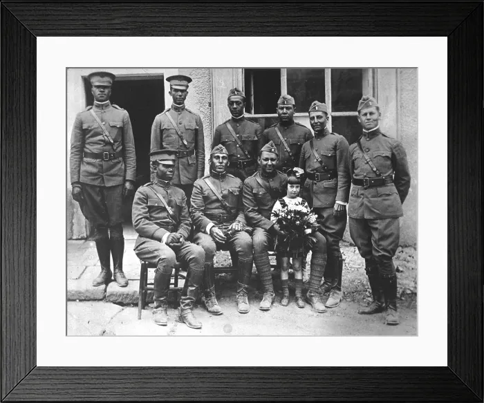 Framed Print : African American officers of the Buffalos, 367th Infantry, 77th Division in France during World War I. Ca. 1918