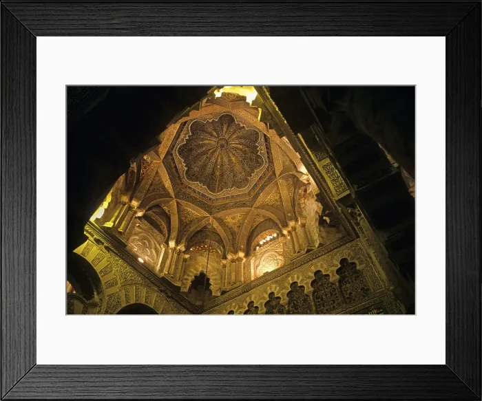 Framed Print : SPAIN. Cordoba. Mezquita (Mosque). Mosque Cathedral. Detail of the ceiling in the mihrab. Hispano-Moresque art. Caliphate period