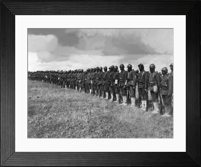 Framed Print : African American troops in France during World War I. Part of the 15th Regiment Infantry New York National Guard, which has been under fire. Ca. 1918