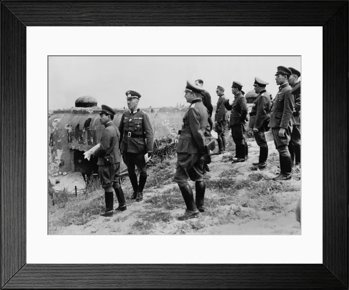 Framed Print : Japanese officers inspect Maginot Line, after the German defeat of France in World War 2