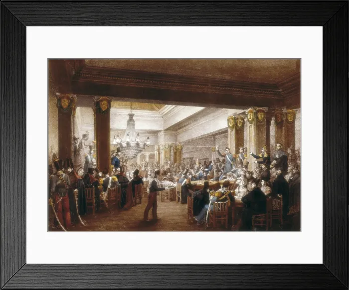 Framed Print : Interior view of 'cafe Nuevo'. Madrid, s.XIX. Engraving. SPAIN. Madrid. Museo de Historia. - M.C.Esteban / Iberfoto / Everett Collection (370293)**US SALES ONLY**