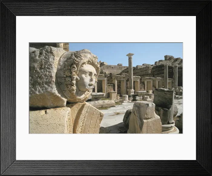 Framed Print : LIBYA. TRIPOLI. Leptis Magna. Forum built during Septimius Severus government (late 2nd century, early 3rd century). Inside. Roman art. - J