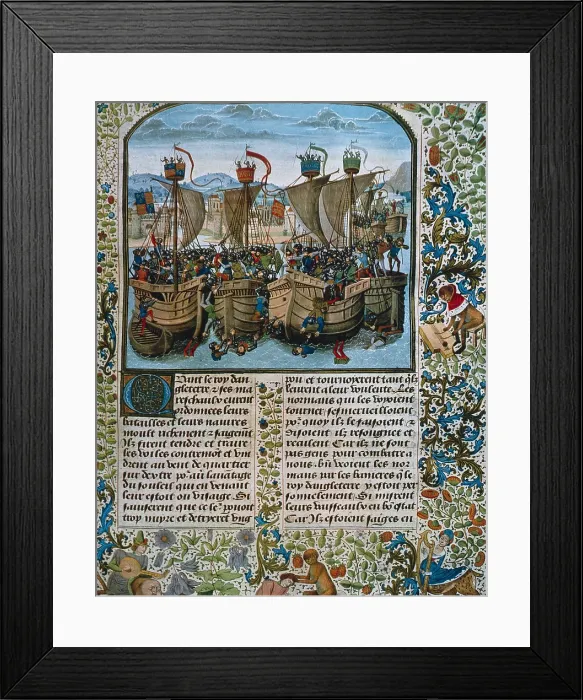 Framed Print : Battle of l'Ecluse, fought in Sluys bay, when the French's fleed was defeated by the English and the Flemish. Beginnin of the the Hundred Years War, 1340 Framed Print : Battle of l'Ecluse, fought in Sluys bay, when the French's fleed was defeated by the English and the Flemish. Beginnin of the the Hundred Years War, 1340