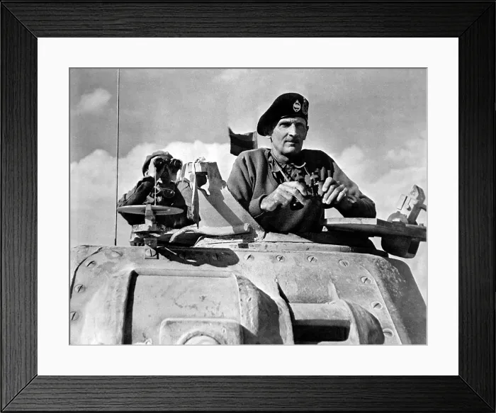 Framed Print : General Bernard Montgomery in his Grant tank in North Africa, Nov. 1942. The British advance toward Tripoli captured the last Italian occupied port on Jan. 23, 1943 Framed Print : General Bernard Montgomery in his Grant tank in North Africa, Nov. 1942. The British advance toward Tripoli captured the last Italian occupied port on Jan. 23, 1943