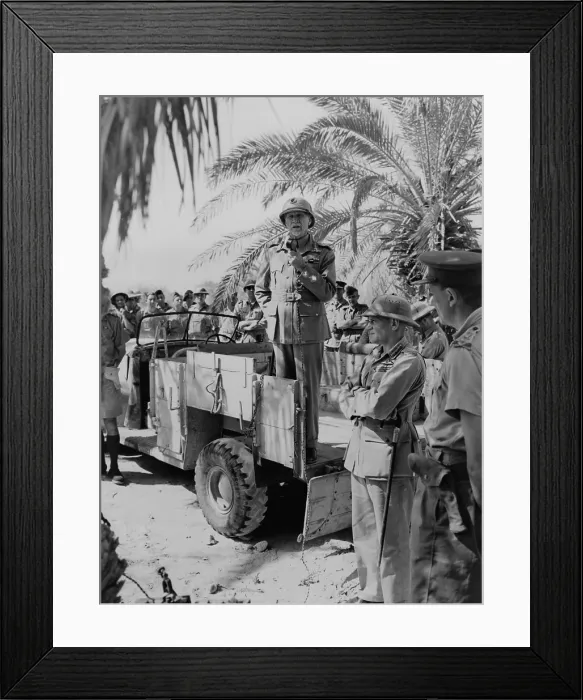 Framed Print : Prime Minister Jan Christiaan Smuts, speaks to South African troops from the back of truck. Ca. 1941-43. In the foreground is Gen. Sir Pierre van Ryneveld. (BSLOC_2013-12_115) Framed Print : Prime Minister Jan Christiaan Smuts, speaks to South African troops from the back of truck. Ca. 1941-43. In the foreground is Gen. Sir Pierre van Ryneveld. (BSLOC_2013-12_115)