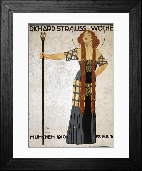Framed Print : Poster for a festival of music by Richard Strauss, in Munich in 1910