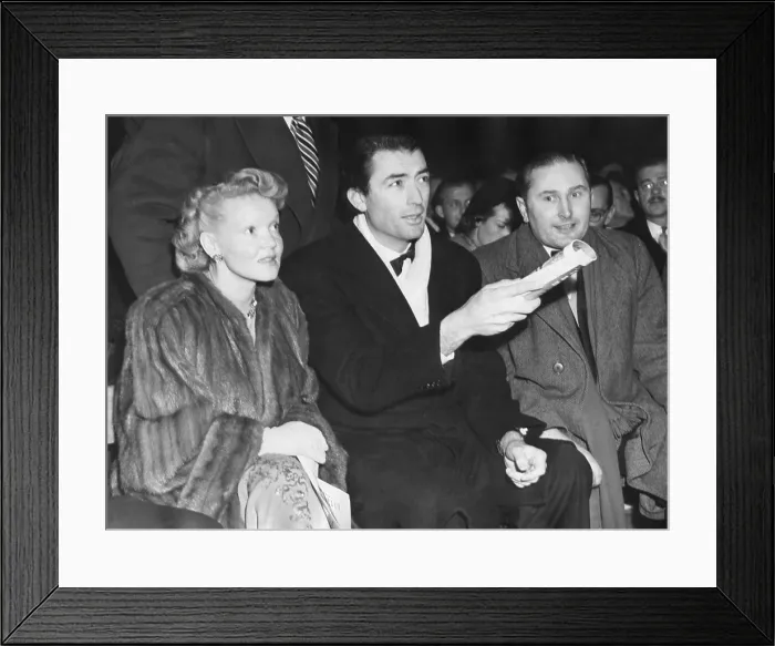 Framed Print : Actor Gregory Peck and his wife, Greta Kukkonen, at the Maxim-Mills title fight. Jan 24, 1950