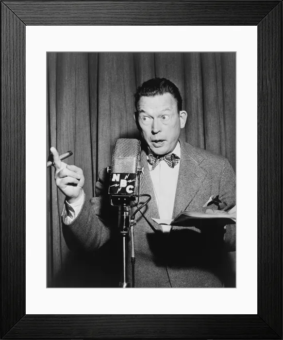 Framed Print : Fred Allen, performing on NBC radio in 1948. The Fred Allen Show was radio's top-rated show of the 1946-47 season. The comedian Allen was frequently censored