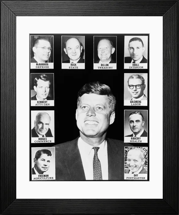 Framed Print : President John Kennedy and his cabinet. Jan. 1961