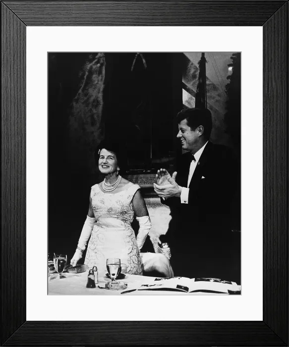 Framed Print : President Kennedy joins in applause for his mother, Rose Fitzgerald Kennedy, at the Mrs. Joseph P. Kennedy Jr. Foundation Awards Banquet