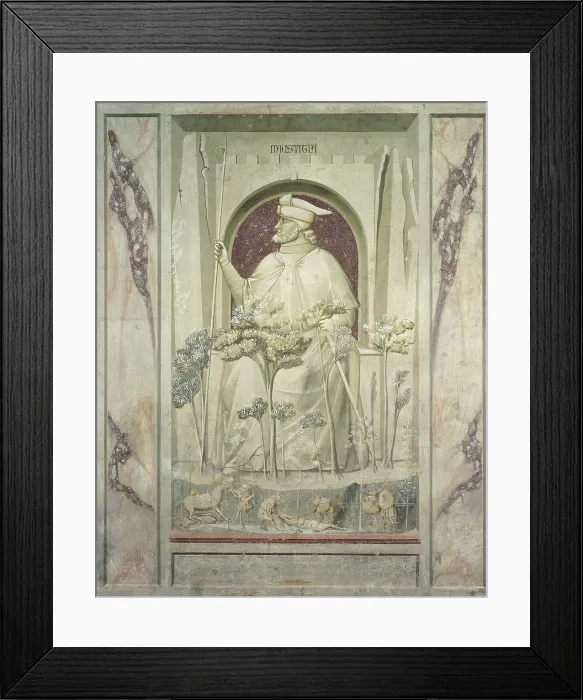 Framed Print : Allegory of Vice and Virtue Injustice, by Giotto, 1306 about, 14th Century, fresco, cm 120 x 60 - Italy, Veneto, Padua, Scrovegni Chapel. All
