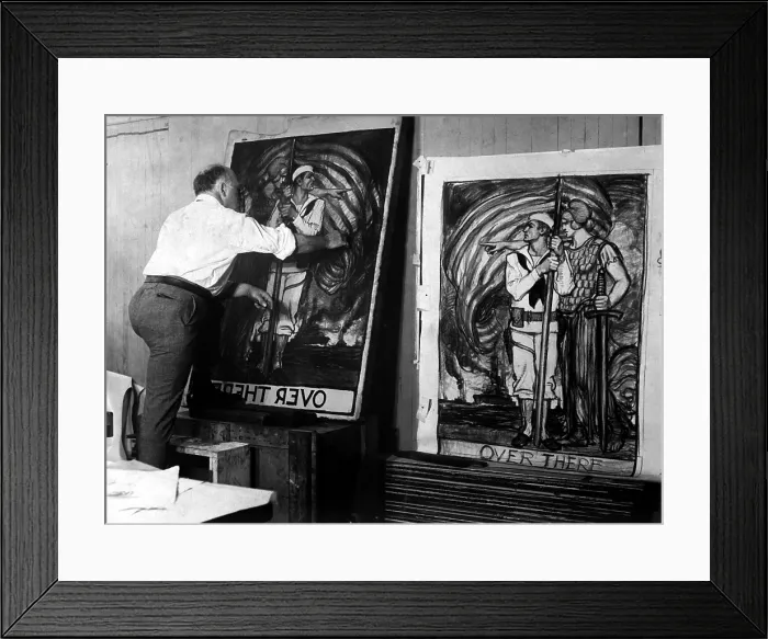 Framed Print : Albert Sterner painting during World War I posters for the U.S. Government. Sterner was an popular illustrator and honored painter and art teacher. Ca. 1918 Framed Print : Albert Sterner painting during World War I posters for the U.S. Government. Sterner was an popular illustrator and honored painter and art teacher. Ca. 1918